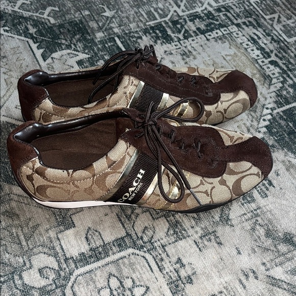 Coach Women's Brown and Tan Signature Sneakers Size 8.5 - Picture 1 of 7
